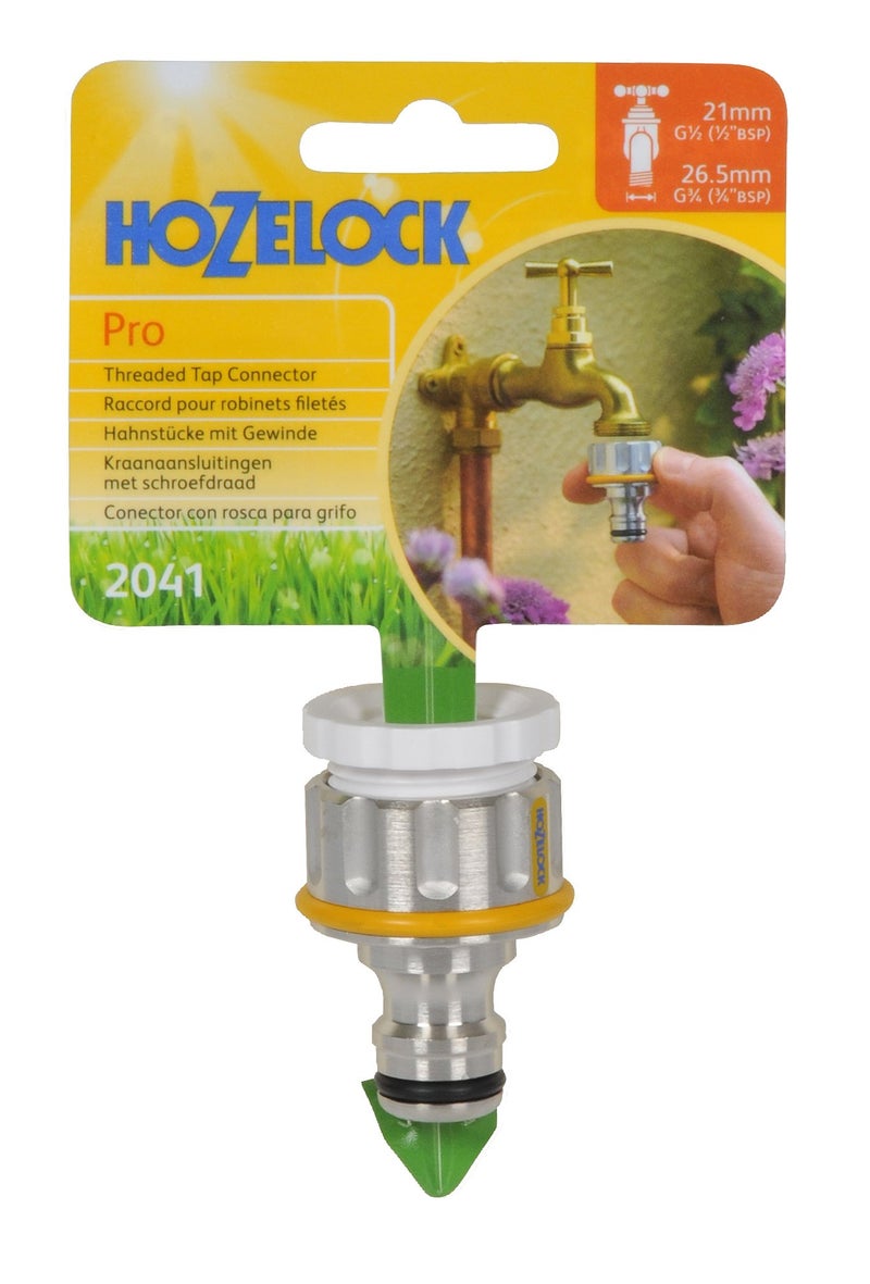 Hozelock هوزلوك - موصل صنبور خارجي برو معدني ø 21 مم - ø 26.5 مم (1/2" - 3/4": لصنابير ذات خيوط خارجية، مصنوع من النحاس المطلي بالنيكل لزيادة المتانة [2041P0000] - Image 2