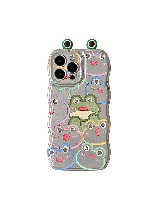 Generic Aesthetic Lovely iPhone 15 Pro Max Case for Women, Lovely Frog Pattern, Wave Comfortable Grip Design for Girls, Slim Yet Protective Shockproof TPU Clear Case for iPhone 15 Pro Max -Cartoon Frog  - Image 1