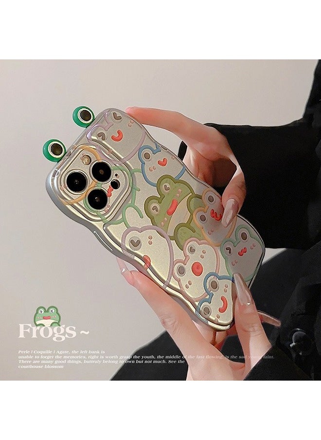 Generic Aesthetic Lovely iPhone 15 Pro Max Case for Women, Lovely Frog Pattern, Wave Comfortable Grip Design for Girls, Slim Yet Protective Shockproof TPU Clear Case for iPhone 15 Pro Max -Cartoon Frog  - Image 4
