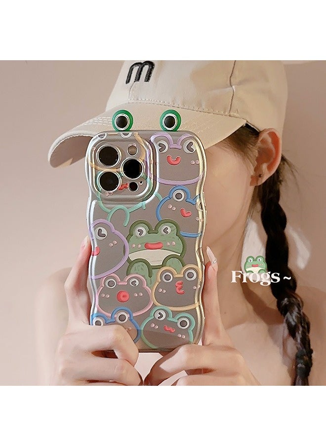 Generic Aesthetic Lovely iPhone 15 Pro Max Case for Women, Lovely Frog Pattern, Wave Comfortable Grip Design for Girls, Slim Yet Protective Shockproof TPU Clear Case for iPhone 15 Pro Max -Cartoon Frog  - Image 2
