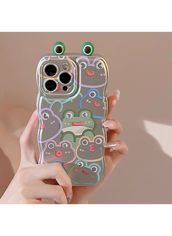 Generic Aesthetic Lovely iPhone 15 Pro Max Case for Women, Lovely Frog Pattern, Wave Comfortable Grip Design for Girls, Slim Yet Protective Shockproof TPU Clear Case for iPhone 15 Pro Max -Cartoon Frog  - Image 5
