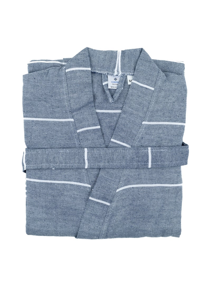 CONTEXT Context Men and Women 100% Organic Turkish Cotton Ultra Absorbent Beach Bath Pool Hotel and spa peshtemal Robe Unisex Turkish Bathrobe Large Extra Large Navy  - Image 3