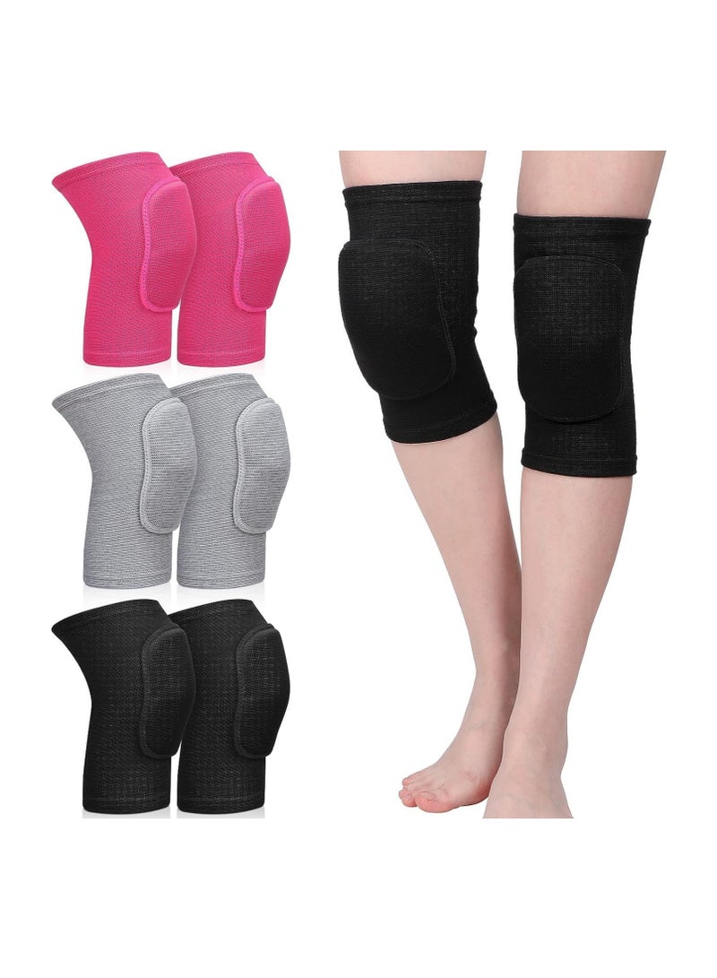 SOLARAE Knee Pad for Dance Volleyball, Knee Pads for Women Girls Dancers Yoga Floor Dance Non-slip Elastic Padded Knee Brace Support with Sponge Knee Protector Guards 3 Pairs, S - Image 1