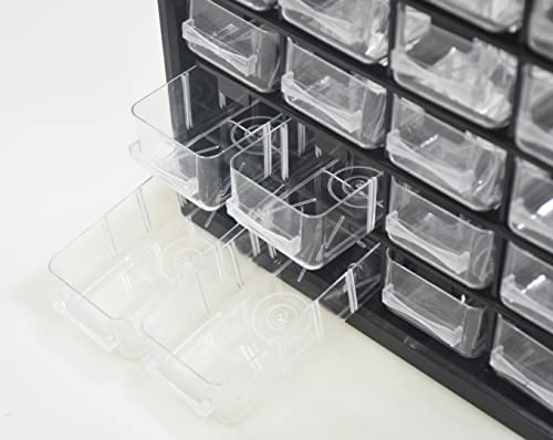 whillar Parts Screws Storage Organizer, Plastic Hardware Art Craft Small Tool Parts Component Organizer Drawer Box 25 Drawers (Black) - Image 4