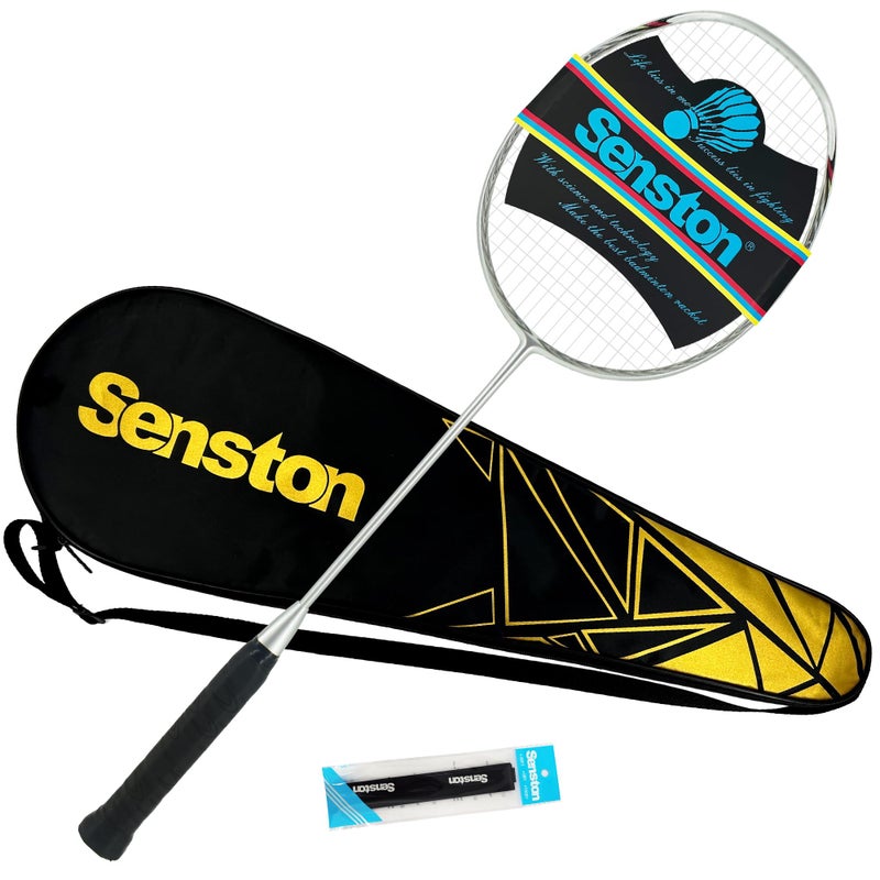 Senston Carbon-Fiber Badminton Racket 5U Badminton Racquet, Single Professional Badminton Rackets (N80 Sliver) - Image 1