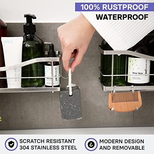 KINCMAX Stainless Steel Heavy Duty S Hooks for Bathroom Showers Organizer Hanging - Bathroom Shower Organizer Adhesive Replacement - Rust Proof Shower Caddy Hanging Hang Rack Hooks - Image 2