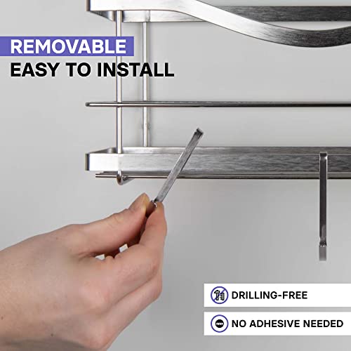 KINCMAX Stainless Steel Heavy Duty S Hooks for Bathroom Showers Organizer Hanging - Bathroom Shower Organizer Adhesive Replacement - Rust Proof Shower Caddy Hanging Hang Rack Hooks - Image 4