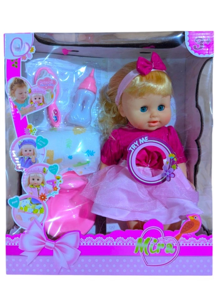 Baby Doll Pretend Playset Girly Game To Teach Changing Diapers And Keeping Them With A Bottle For Kids