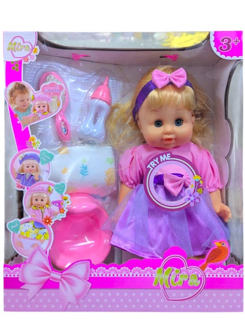 Baby Doll Pretend Playset Girly Game To Teach Changing Diapers And Keeping Them With A Bottle For Kids