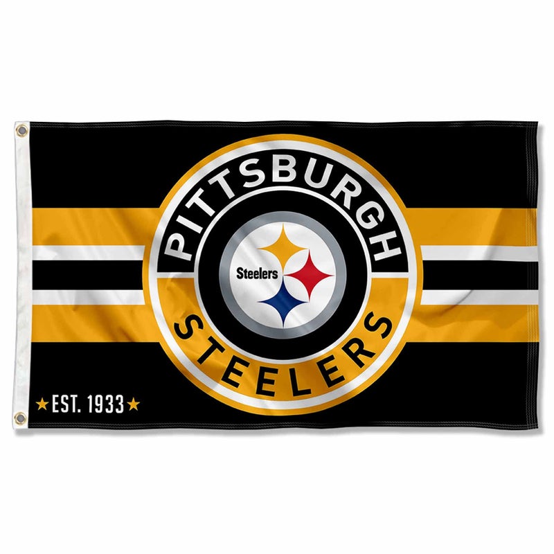 WinCraft Pittsburgh Steelers Patch Button Circle Logo Flag Large 3x5 Banner - Image 2