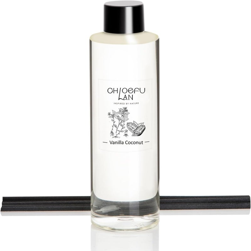Chloefu LAN Vanilla Coconut Scented Oil Diffuser Refill 6.76 fl oz Natural Essential Oil for Reéd Diffuser Home Fragrance for Bedroom, Bathroom Home Decor - Image 1