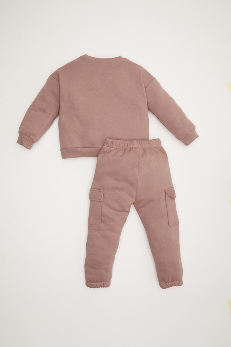 DeFacto Baby Girl Printed Crew Neck Sweatshirt Sweatpants 2 Piece Set  - Image 4