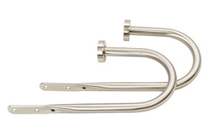 SET OF 2 DECORATIVE SATIN NICKEL END CAP WINDOW CURTAIN HOLDBACKS FOR DRAPERIES 9 WIDE