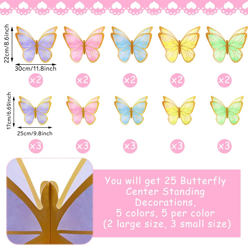 Yexiya 15 Pieces Butterfly Table Centerpiece Birthday Party Decorations Table Toppers Centerpieces Butterfly Theme Party Decor for Birthday Shower Supplies (Classic) - Image 2