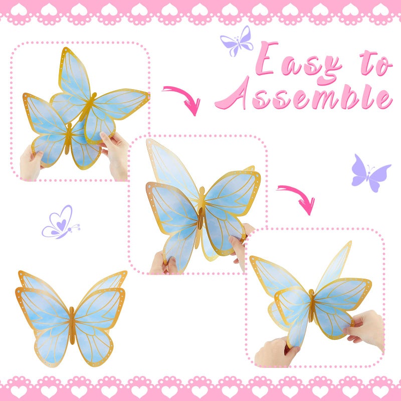 Yexiya 15 Pieces Butterfly Table Centerpiece Birthday Party Decorations Table Toppers Centerpieces Butterfly Theme Party Decor for Birthday Shower Supplies (Classic) - Image 3