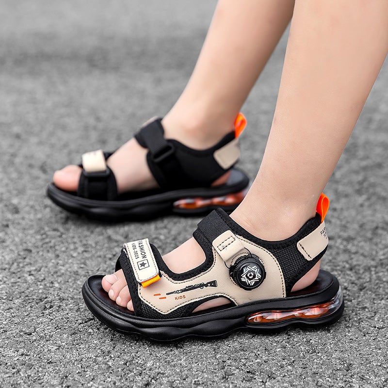Children'S Sandals Boys 2025 Soft Sole Anti-Slip Open Toe Air Cushion Rotating Buckle Boys' Beach Shoes - Image 3