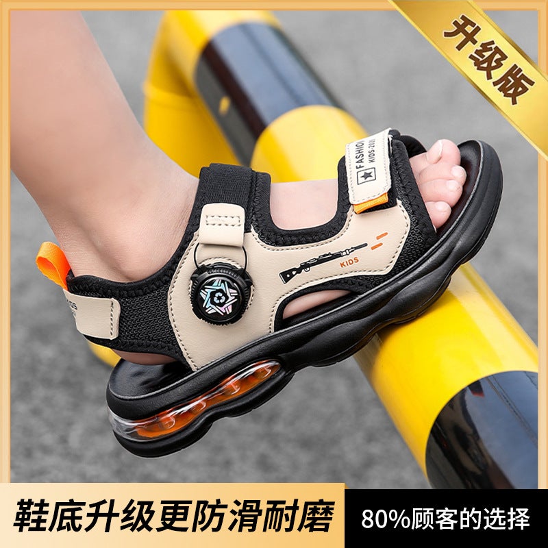 Children'S Sandals Boys 2025 Soft Sole Anti-Slip Open Toe Air Cushion Rotating Buckle Boys' Beach Shoes - Image 1