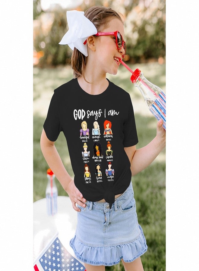 KEKEMI Toddler Girl Christian Shirts God Says I Am Beautiful Enough T-Shirt Princess Outfit Motivational Bible Verse Tee Tops(Black,6T) - Image 4