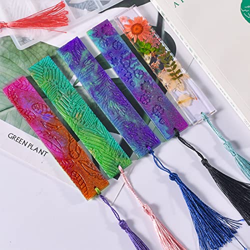 japleed 3 Set of Bookmark Resin Molds Silicone Resin Mold Kit Rectangle Irregular Shaped Bookmark Mould Leaves Geometric Texture Epoxy Resin Casting Mold Unique Keychain Pendant Mold DIY Decor Crafts - Image 4