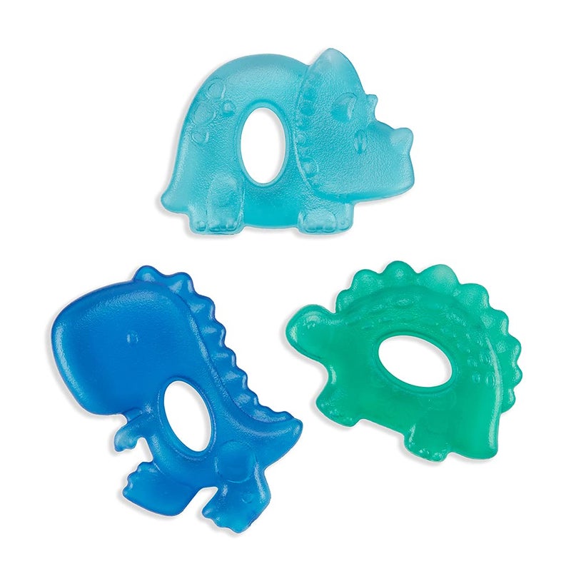 Itzy Ritzy Itzy Ritzy WaterFilled Teethers Cold Cutie Coolers Textured On Both Sides to Massage Sore Gums Emerging Teeth Can Be Chilled in Refrigerator Set of 3 Coordinating Dinosaur Water Teethers 