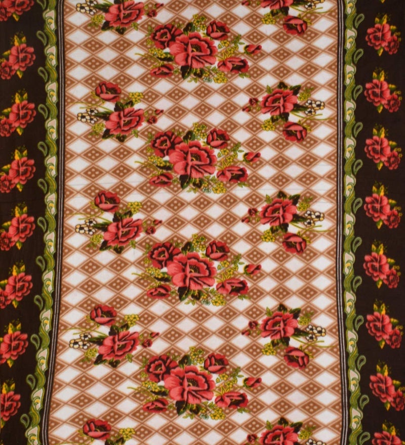 Temoli® Elastic Fitted Warm bedsheets King Size, King Size Warm bedsheets for Winter with Elastic and 2 Pillow Cover. (Flower-Brown) - Image 2