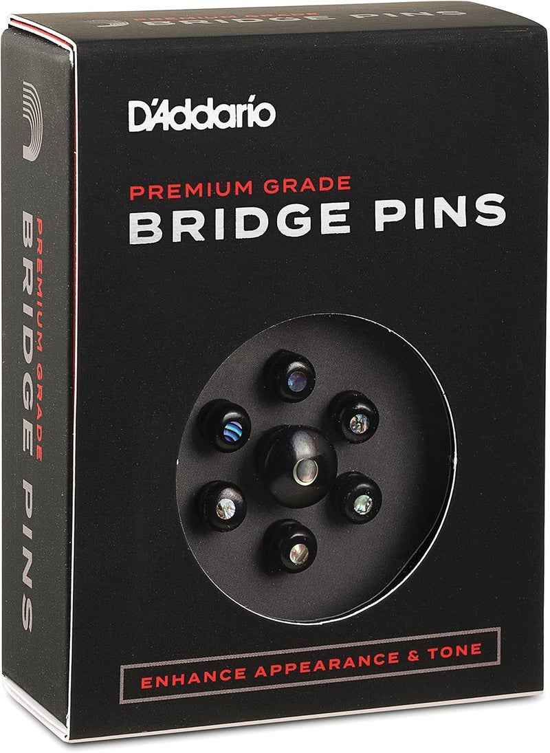 Planet Waves D'Addario Ebony Bridge Pins with End Pin Set, Abalone Inlay - Image 3