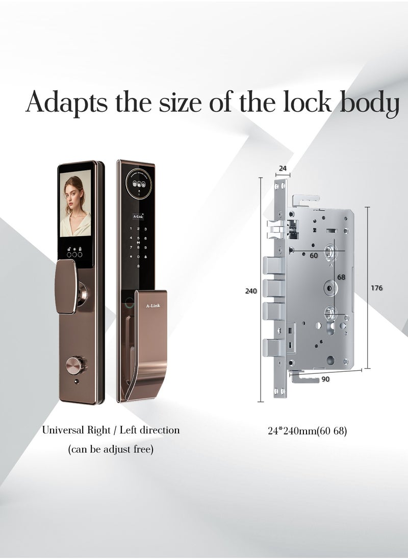 ALINK - Smart Door Lock  Smart Lock with Face, Palm Print, Fingerprint, Passcode, IC Card & Remote Unlock – CNC Carved, Anodized Aluminum, Fire-Resistant & Anti-Corrosive - Image 1