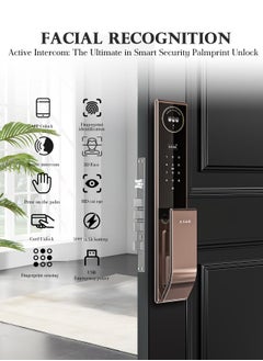 ALINK Smart Door Lock  Smart Lock with Face, Palm Print, Fingerprint, Passcode, IC Card & Remote Unlock – CNC Carved, Anodized Aluminum, Fire-Resistant & Anti-Corrosive  - Image 2