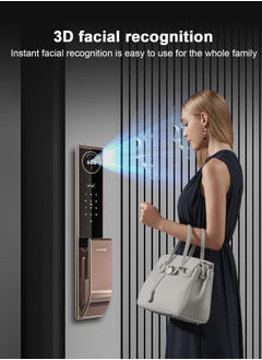 ALINK Smart Door Lock  Smart Lock with Face, Palm Print, Fingerprint, Passcode, IC Card & Remote Unlock – CNC Carved, Anodized Aluminum, Fire-Resistant & Anti-Corrosive  - Image 3
