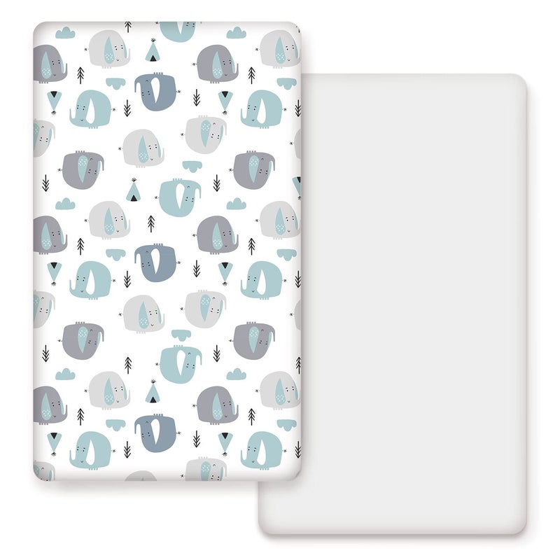 Stretchy Ultra Soft Jersey Knit Fitted Crib Sheets Set 2 PackFits All Standard Crib Mattress Pads Cute Eelephant for Girls and Boys