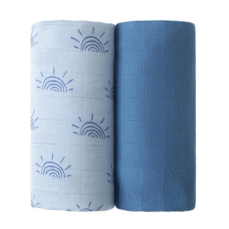 Viviland Muslin Swaddle Blankets Breathable and SkinFriendly Baby Receiving Blankets 2Pack Sun 47 x 47 inches