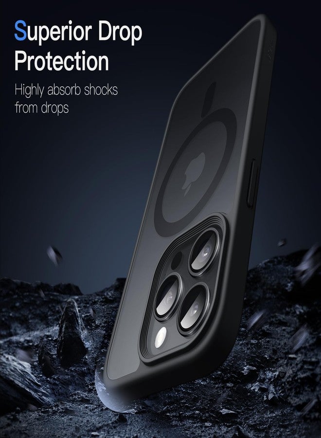 جي تيك جراب مغناطيسي من JETech لهاتف iPhone 15 Pro Max مقاس 6.7 بوصة متوافق مع MagSafe، غطاء خلفي شفاف غير لامع رفيع مقاوم للصدمات (أسود) - Image 5