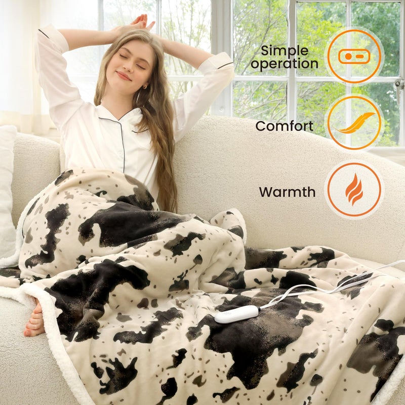 blunique Heated Blanket Throw Blanket - Fast Heating Electric Blanket, Soft Flannel Heated Throw with 4 Time Settings,10 Heating Settings, Warm Gifts for Women & Mom & Grandma(50"x60" Light Brown) - Image 3