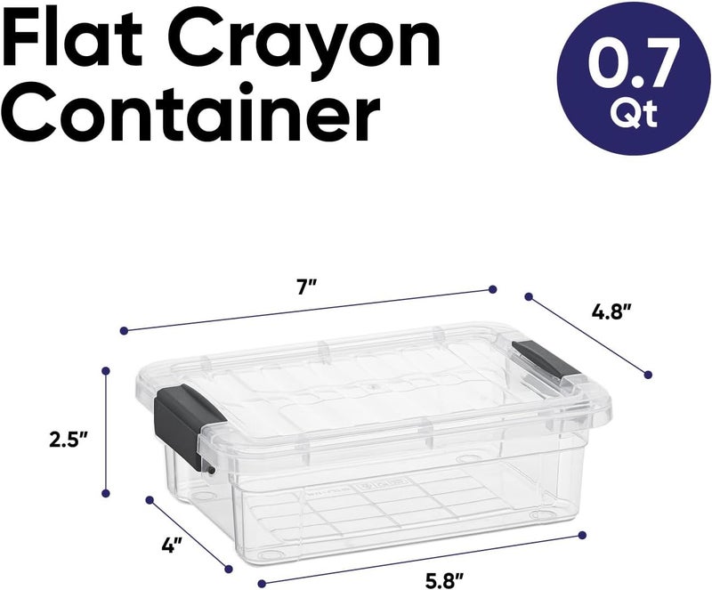 Superio Mini Storage Container Plastic Crayon Box Art Supplies and Sewing Case Stackable Clear Small Organizer for Beads, Stationery, Chalk, and Food, 0.7 Quart - Image 1