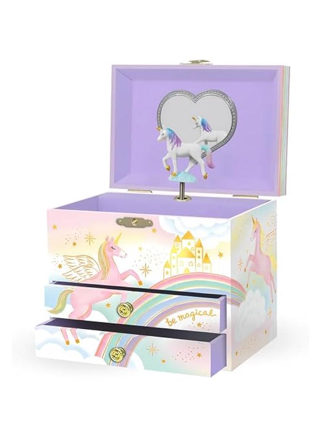عربست صندوق مجوهرات موسيقي يونيكورن للبنات - صندوق موسيقى للاطفال، هدايا عيد ميلاد يونيكورن للفتيات الصغيرات، صناديق مجوهرات، 6.8 × 5.3 × 6 انش - للاعمار من 3 الى 10 سنوات - Image 1