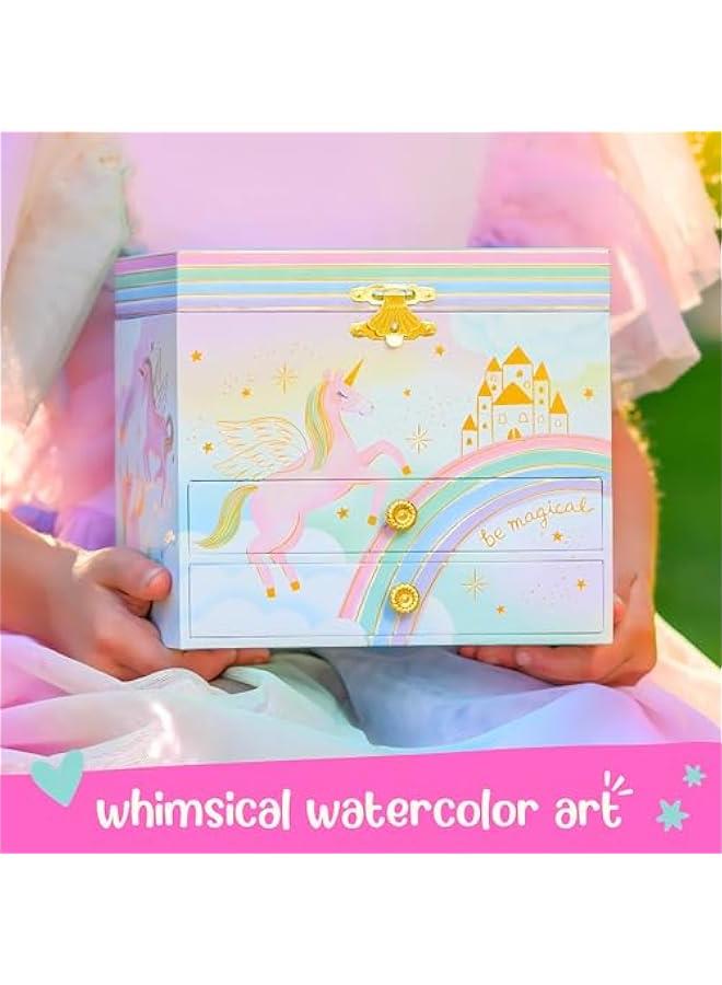 عربست صندوق مجوهرات موسيقي يونيكورن للبنات - صندوق موسيقى للاطفال، هدايا عيد ميلاد يونيكورن للفتيات الصغيرات، صناديق مجوهرات، 6.8 × 5.3 × 6 انش - للاعمار من 3 الى 10 سنوات - Image 3