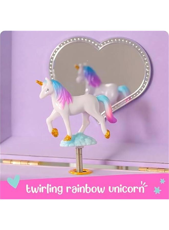 عربست صندوق مجوهرات موسيقي يونيكورن للبنات - صندوق موسيقى للاطفال، هدايا عيد ميلاد يونيكورن للفتيات الصغيرات، صناديق مجوهرات، 6.8 × 5.3 × 6 انش - للاعمار من 3 الى 10 سنوات - Image 4