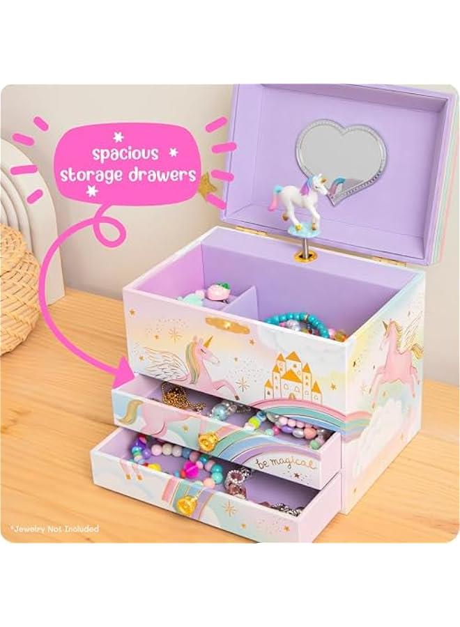 عربست صندوق مجوهرات موسيقي يونيكورن للبنات - صندوق موسيقى للاطفال، هدايا عيد ميلاد يونيكورن للفتيات الصغيرات، صناديق مجوهرات، 6.8 × 5.3 × 6 انش - للاعمار من 3 الى 10 سنوات - Image 5