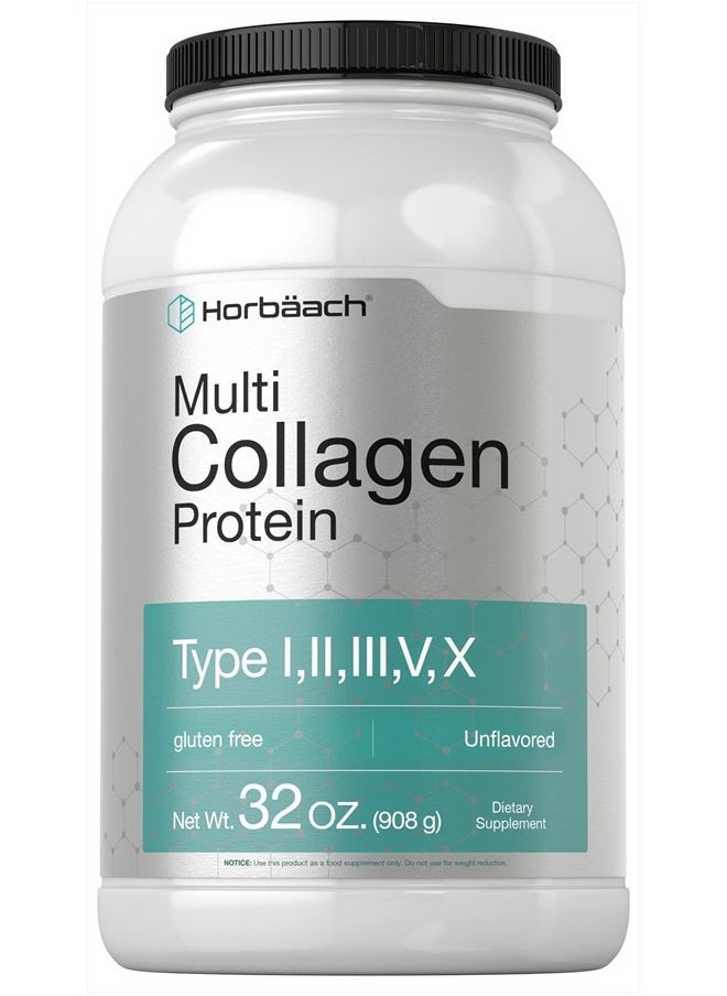 Horbaach - Multi Collagen Protein Powder 32 oz | Type I, II, III, V, X | Hydrolyzed Collagen Peptides | Keto & Paleo Friendly | Unflavored & Gluten Free | by Horbaach - Image 1