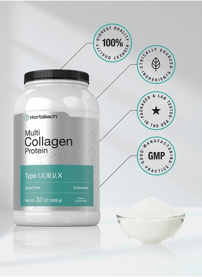 Horbaach - Multi Collagen Protein Powder 32 oz | Type I, II, III, V, X | Hydrolyzed Collagen Peptides | Keto & Paleo Friendly | Unflavored & Gluten Free | by Horbaach - Image 1
