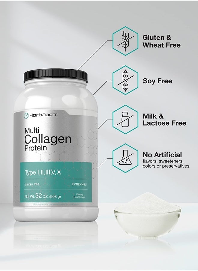 Horbaach - Multi Collagen Protein Powder 32 oz | Type I, II, III, V, X | Hydrolyzed Collagen Peptides | Keto & Paleo Friendly | Unflavored & Gluten Free | by Horbaach - Image 1