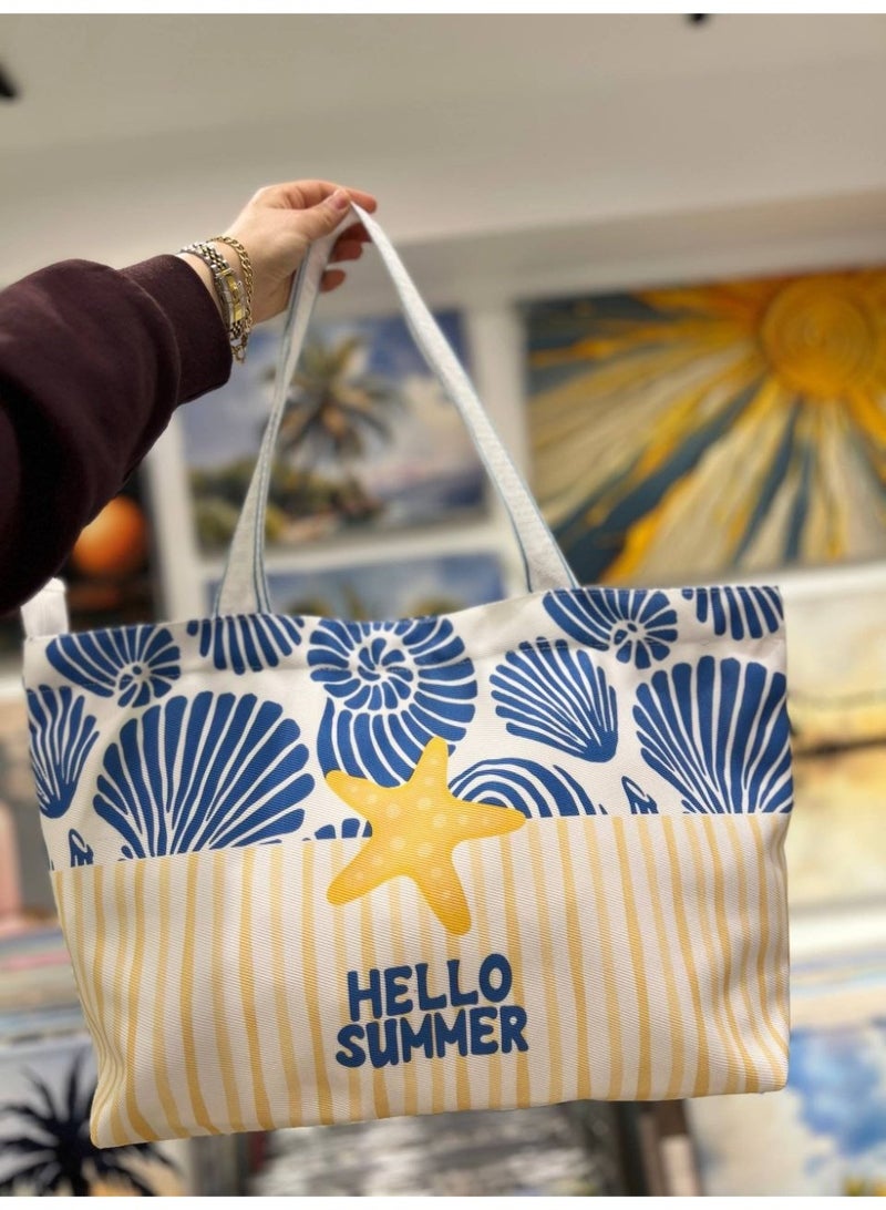 Waterproof beach tote bag with a makeup clutch—a large gabardine beach bag with high-quality double-sided printing, perfect for travel and summer vacations - Image 1