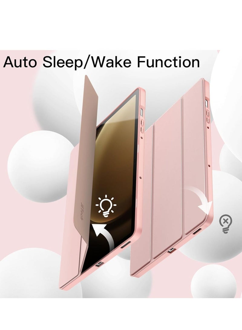 Raxoom Case for Tab S9 FE 10.9-Inch with S Pen Holder - Soft TPU Tri-Fold Stand Protective Tablet Cover, Supports S Pen Charging, Auto Wake/Sleep - Rose Gold - Image 4