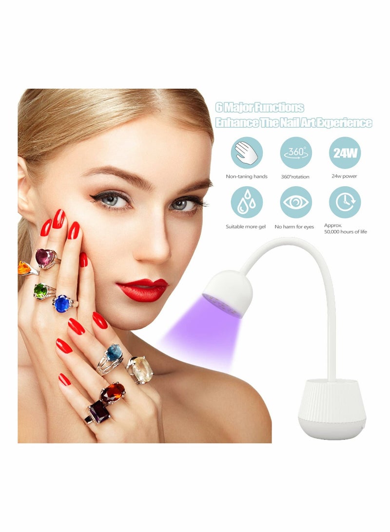 Excefore LED UV Nail Lamp for Gel Nails, Mini Lotus Hands Free Light 360° Rotatable Nail Dryer Portable Quick Dry Nail Polish Curing Lamp Gooseneck Flash Cure Light for Home DIY & Salon Manicure Decor  - Image 2
