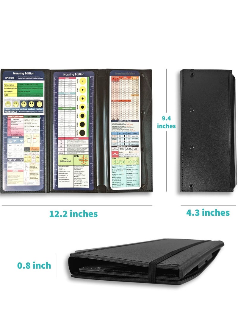 SYOSI Nursing Clipboard Foldable Nursing Clipboard with Nursing and Medical Edition Cheat Sheets 3 Layers Foldable Nurse Clip Boards Notepad for Students, Nurses and Doctors (Black) - Image 2
