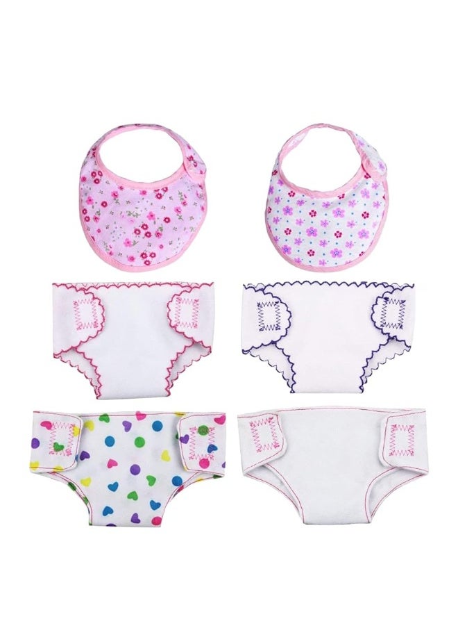 DC-BEAUTIFUL 4 Pcs Doll Diapers Doll Underwear and 2 Pcs Doll Bibs for 14-18 Inch Baby Dolls, Suitable for Infant Baby Doll Girls Boys  - Image 5