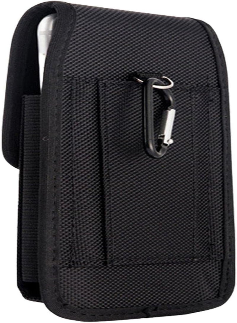 GGOOT Black Phone Holster - Men Black Phone Holsters | Men Nylon Cell Phones Belt Clip Holster Carrying Pouch, with Pen Holder, Fits Cellphones 3.5-6.3 Inches, Black - Image 5