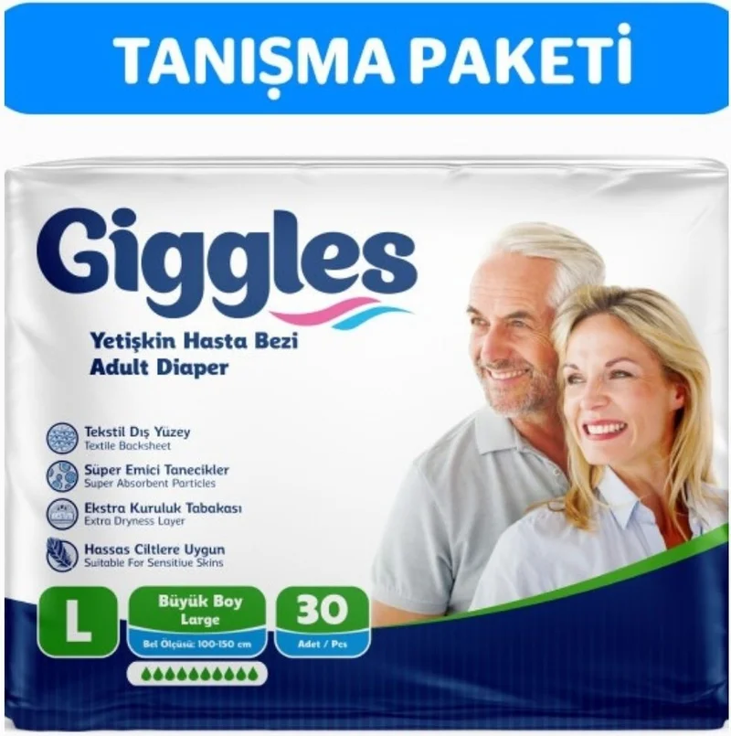giggles Adult Patient Diaper with Waistband Large 30 Pieces