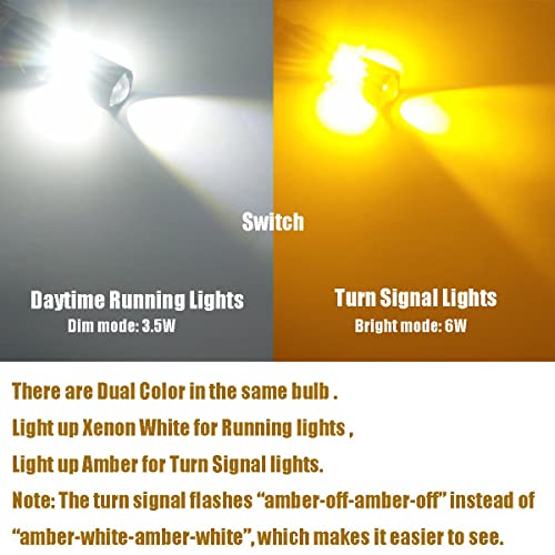 iBrightstar Extremely Bright 3030 Chipsets 1157 2057 2357 7528 BAY15D P21/5W Switchback LED Bulbs with Projector Replacement for Daytime Running Lights/DRL and Turn Signal Lights, White/Amber - Image 3