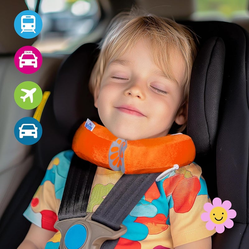 trunki Kid's Travel Neck Pillow and Chin Rest | Support Sleepy Heads in The Car Seat, Plane, Bike or Pram | Yondi Small Mylo Monkey (Orange) - Image 5